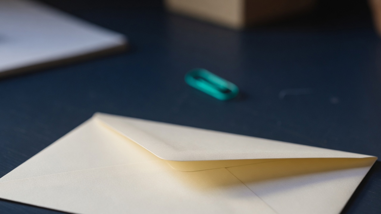 Cream stationery and a teal accent on a dark navy desk