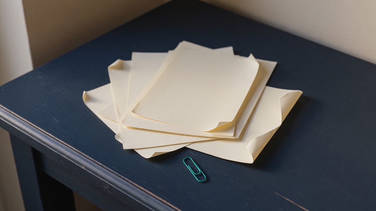 Cream stationery and a teal accent on a dark navy desk