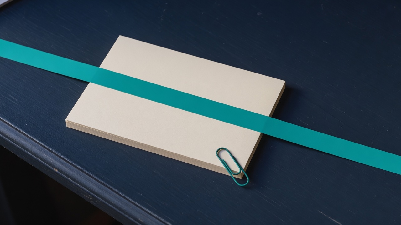 Cream stationery and a teal accent on a dark navy desk