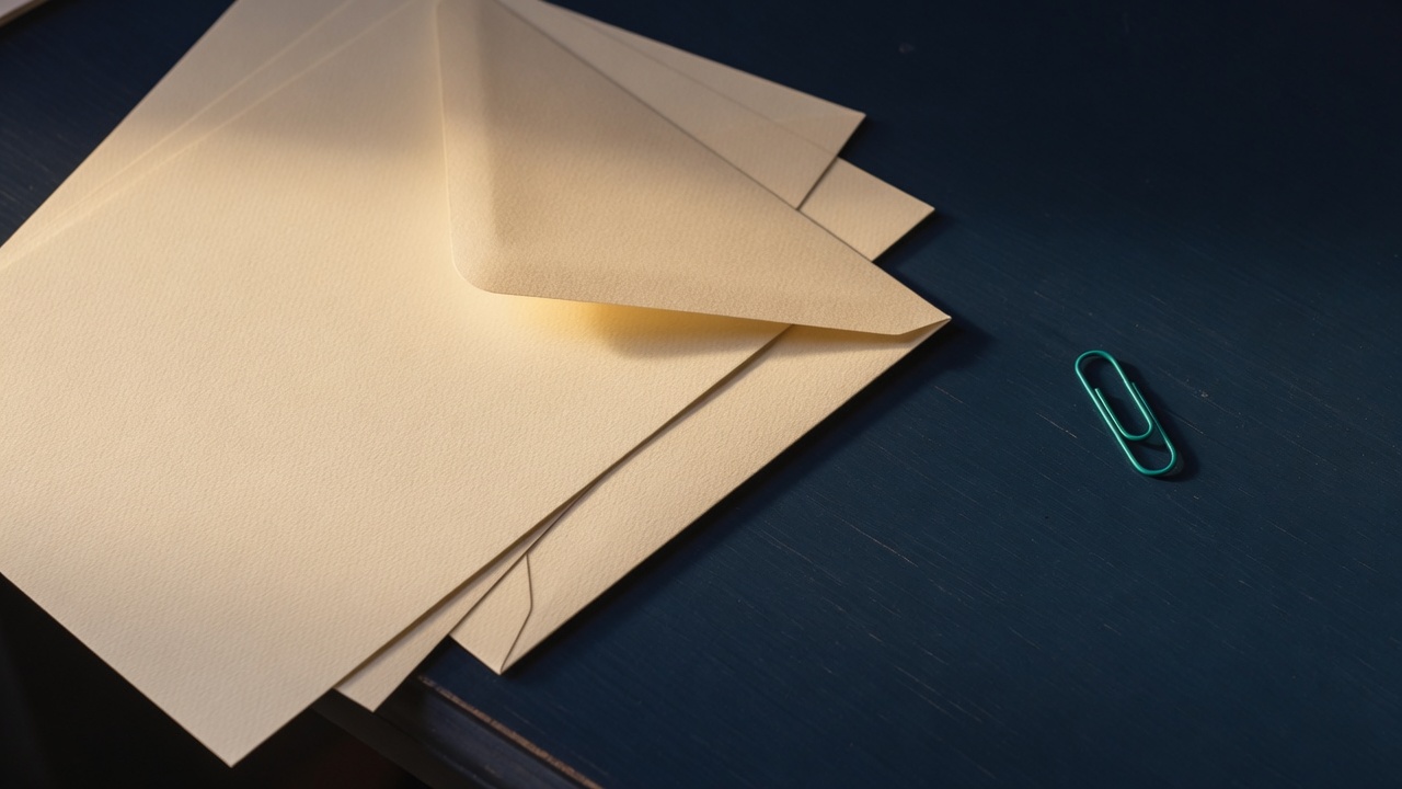 Cream stationery and a teal accent on a dark navy desk