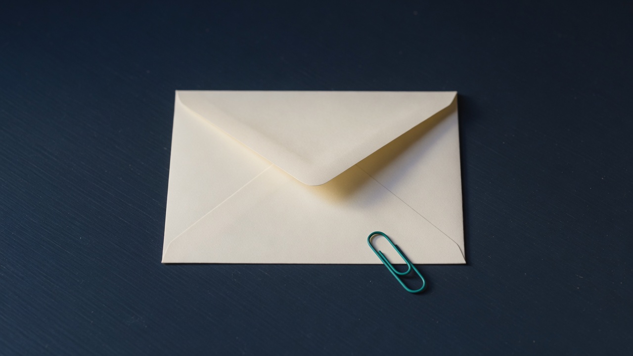 Cream stationery and a teal accent on a dark navy desk