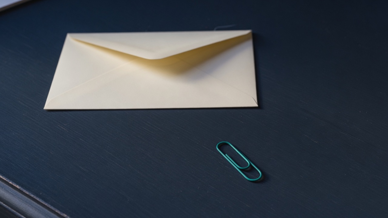 Cream stationery and a teal accent on a dark navy desk