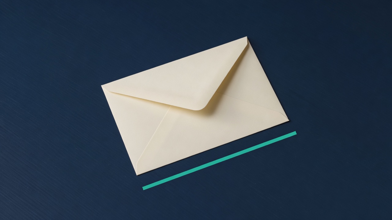 Cream stationery and a teal accent on a dark navy desk
