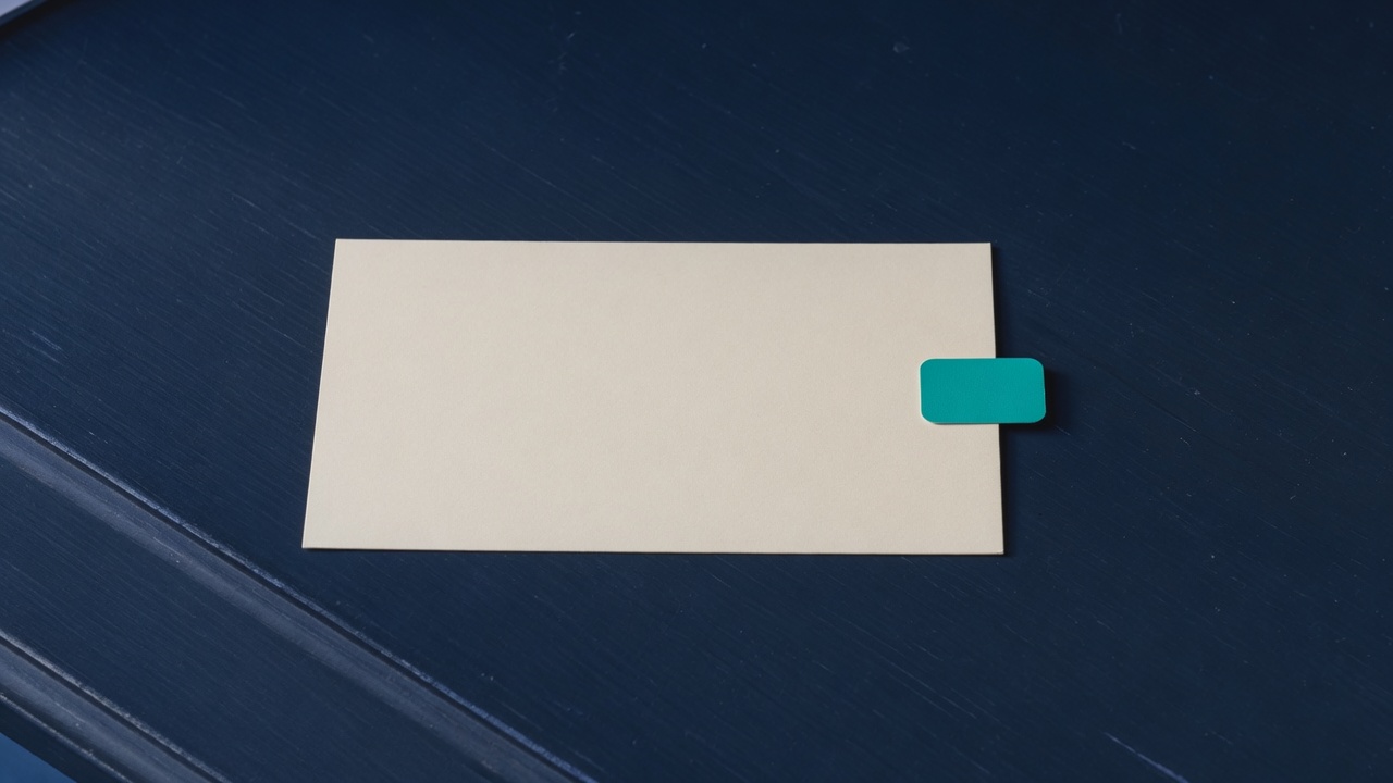 Cream stationery and a teal accent on a dark navy desk