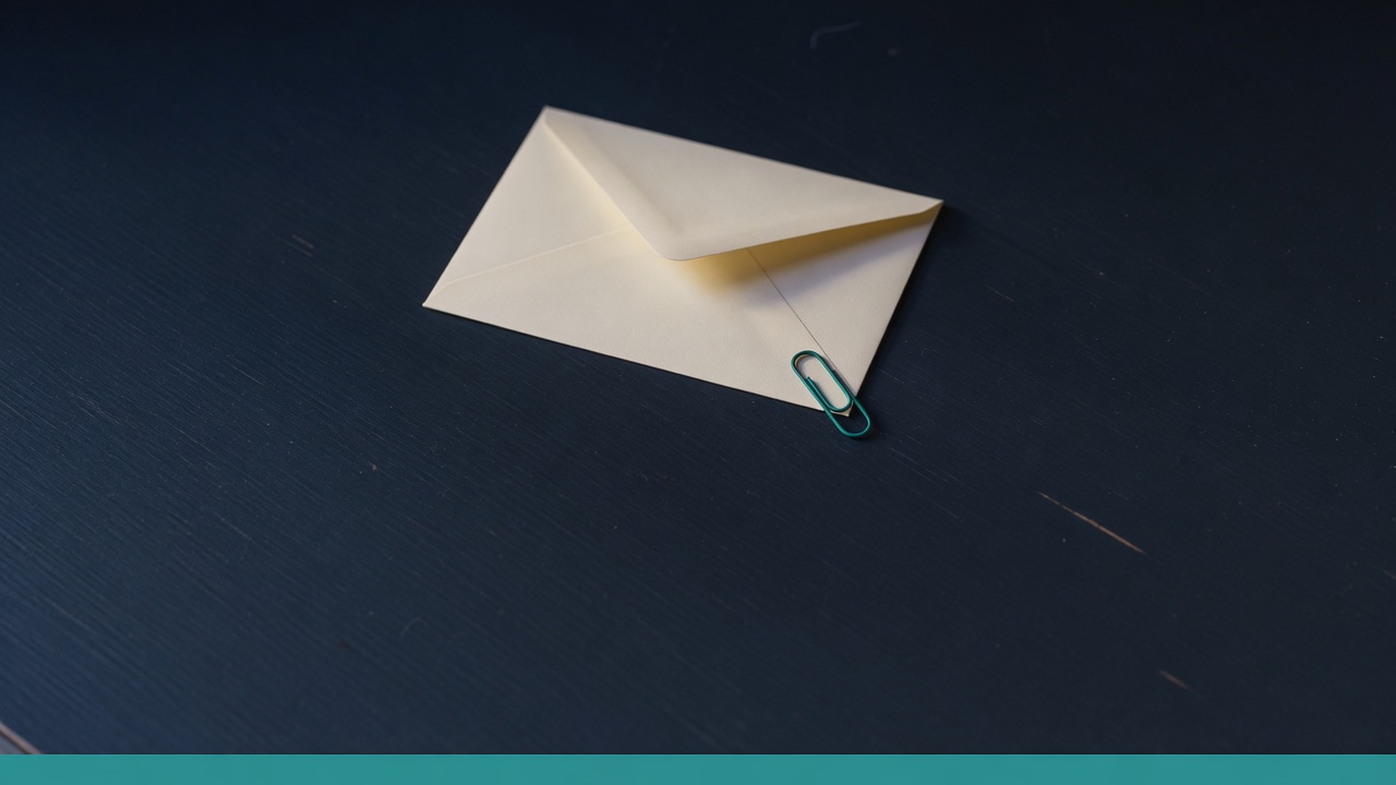 Cream stationery and a teal accent on a dark navy desk