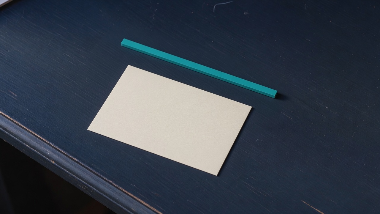 Cream stationery and a teal accent on a dark navy desk