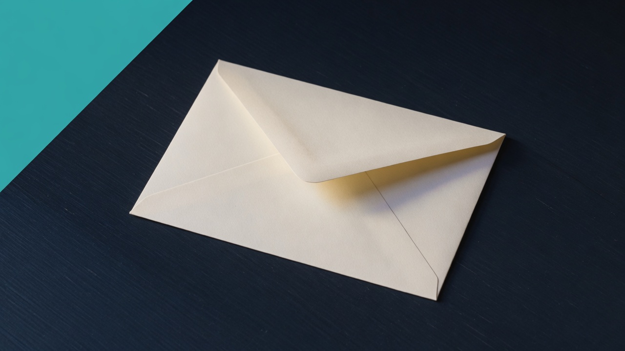 Cream stationery and a teal accent on a dark navy desk
