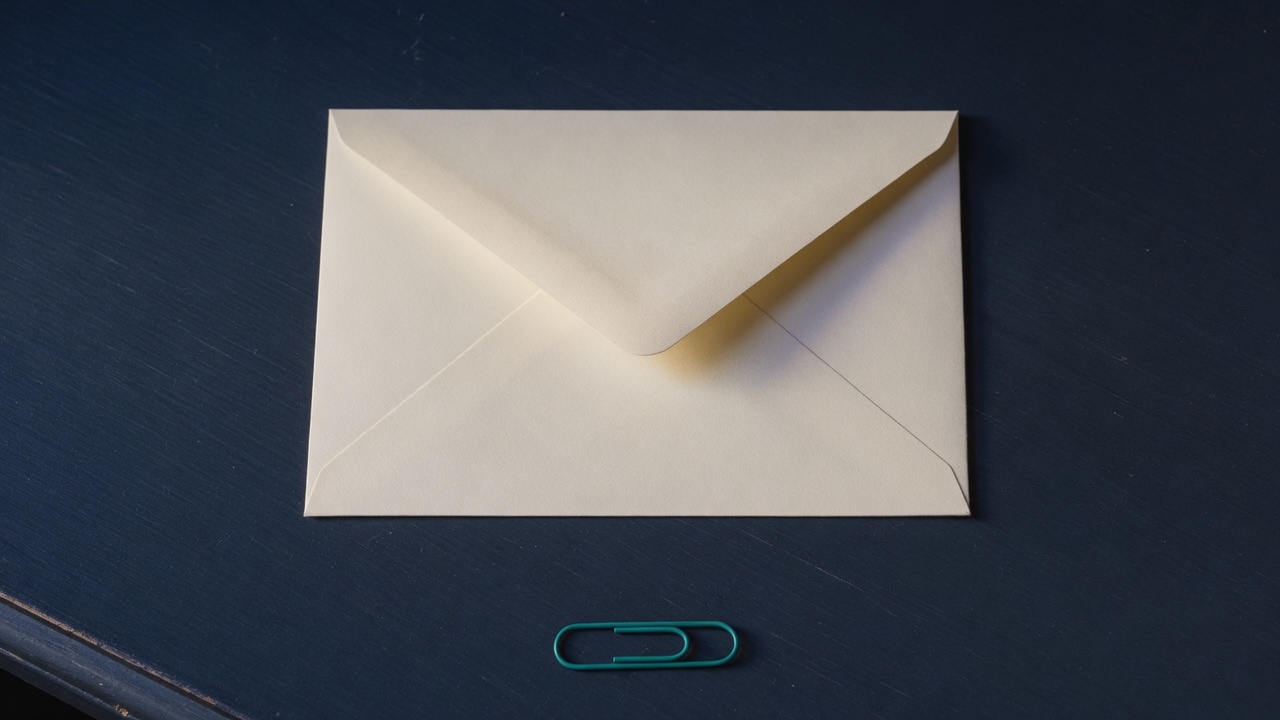 Cream stationery and a teal accent on a dark navy desk