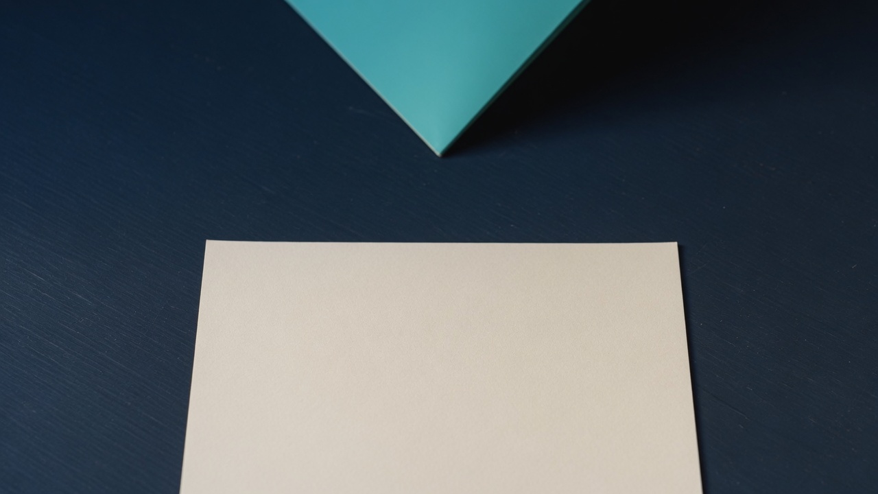 Cream stationery and a teal accent on a dark navy desk