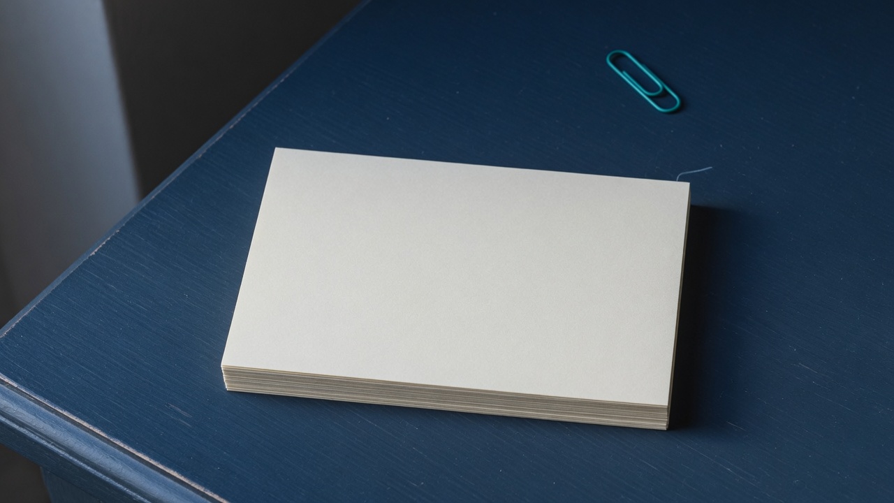 Cream stationery and a teal accent on a dark navy desk
