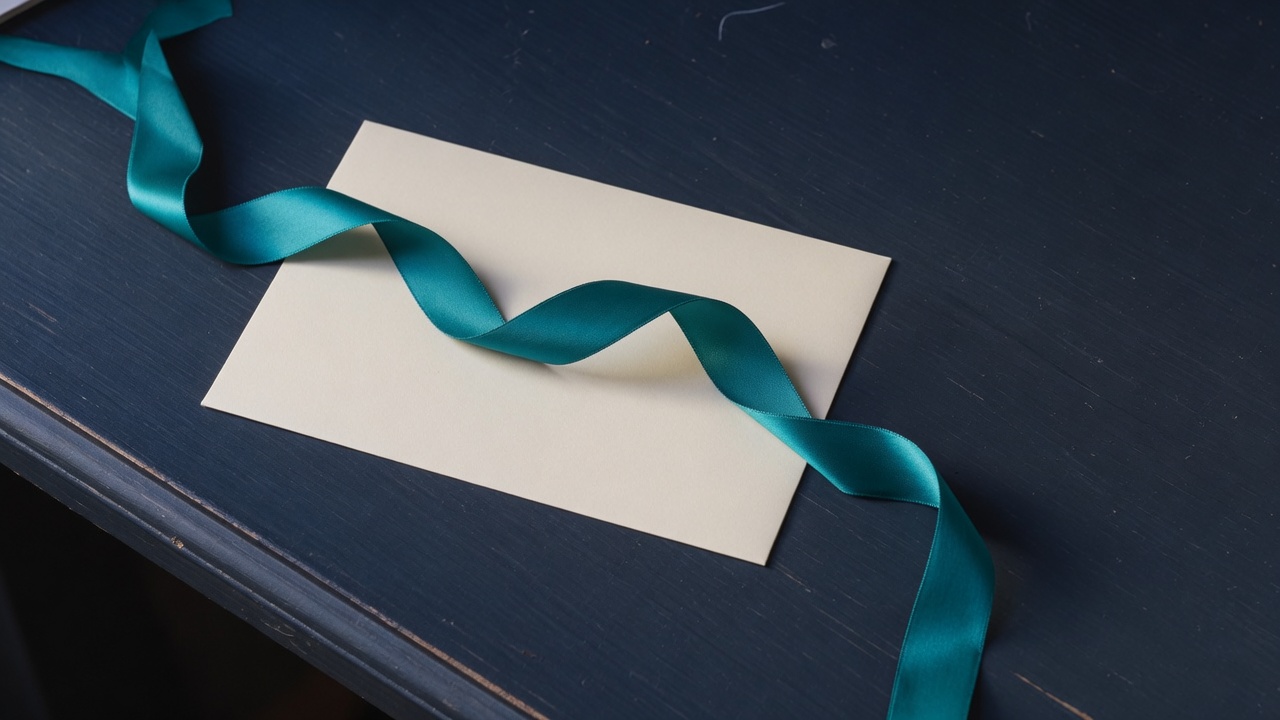 Cream stationery and a teal accent on a dark navy desk