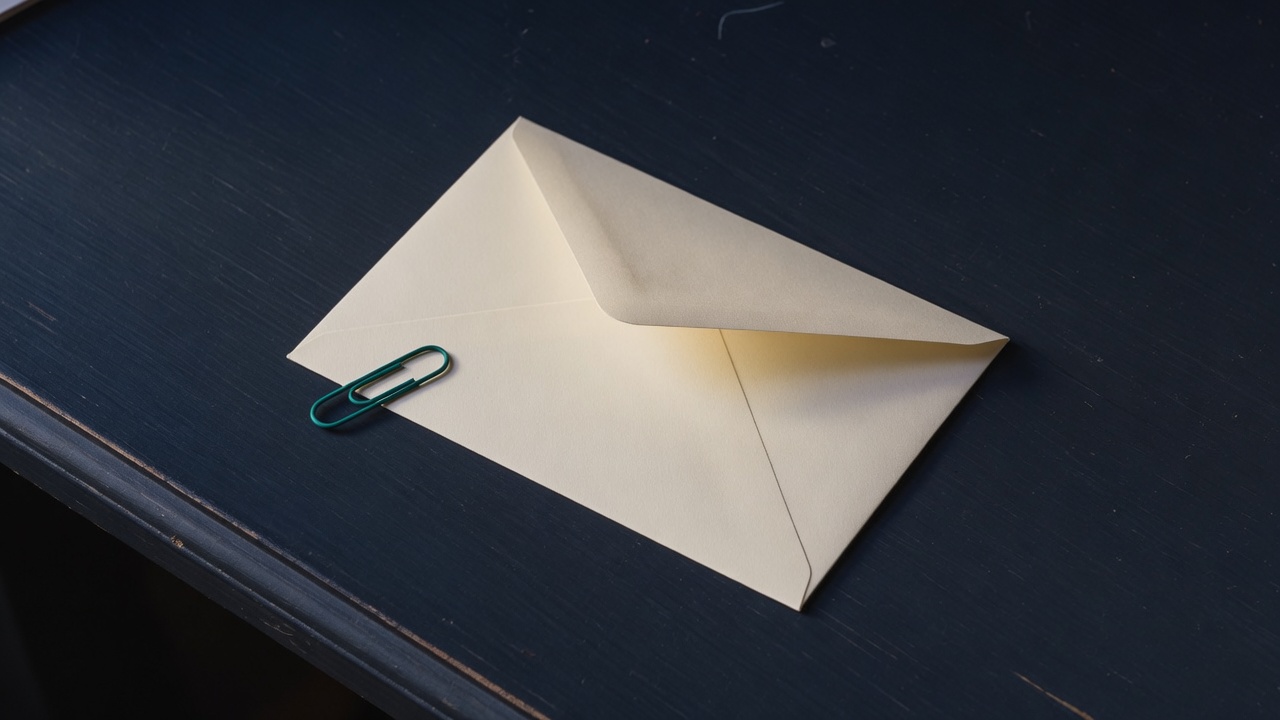 Cream stationery and a teal accent on a dark navy desk