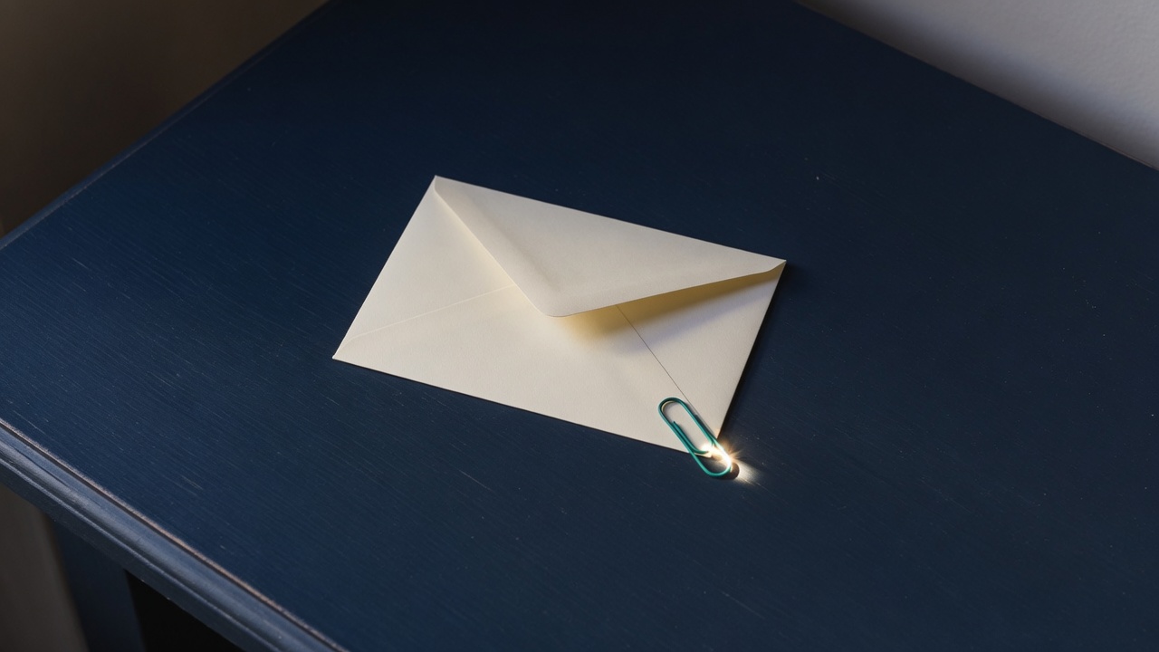 Cream stationery and a teal accent on a dark navy desk