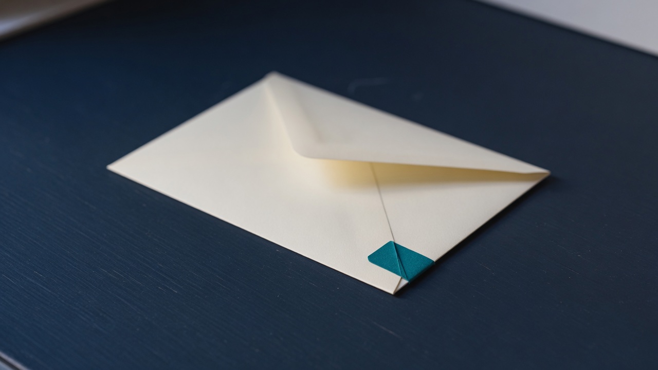 Cream stationery and a teal accent on a dark navy desk