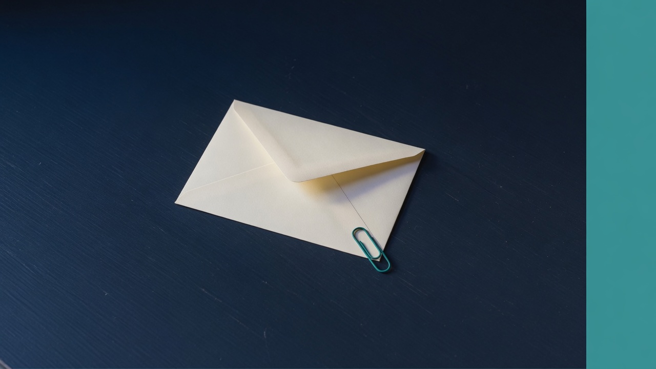 Cream stationery and a teal accent on a dark navy desk