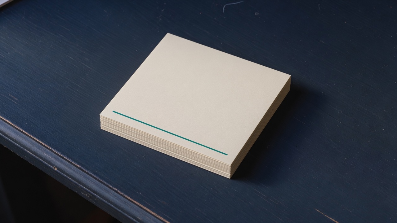 Cream stationery and a teal accent on a dark navy desk