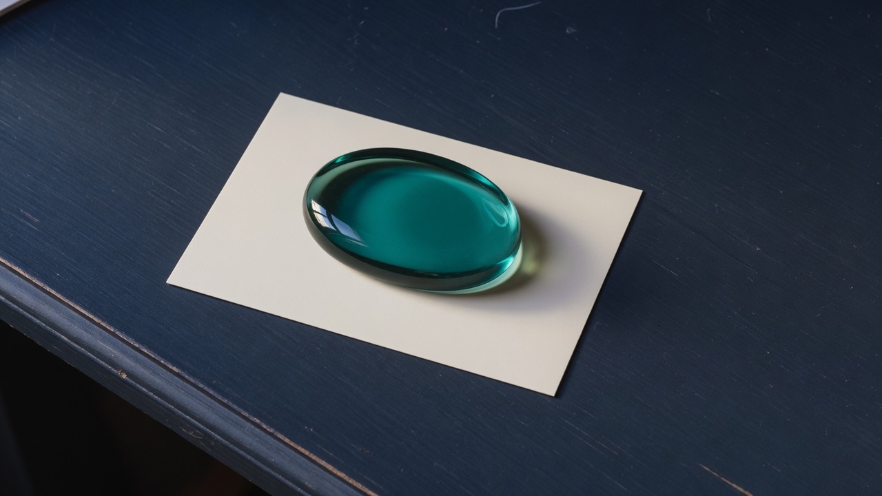 Cream stationery and a teal accent on a dark navy desk