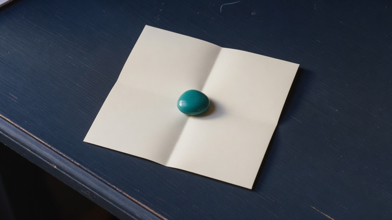 Cream stationery and a teal accent on a dark navy desk