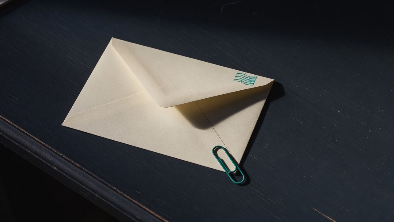 Cream stationery and a teal accent on a dark navy desk