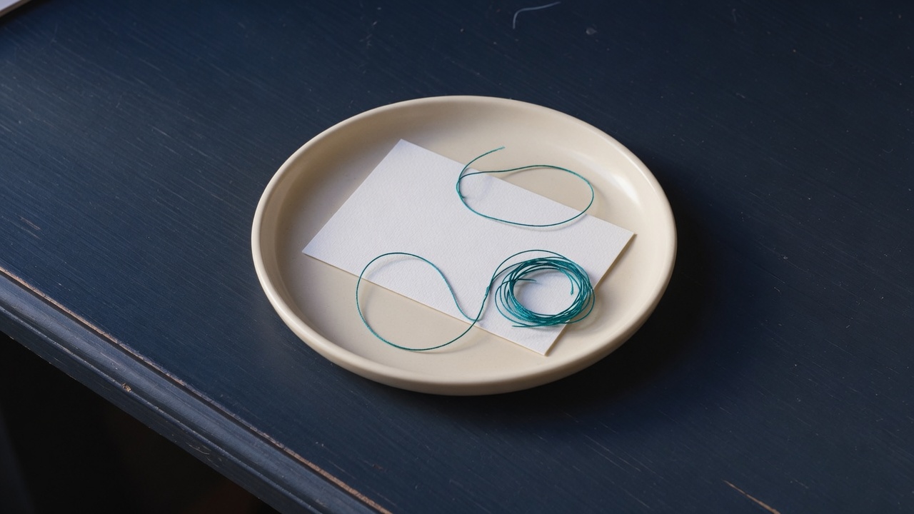 Cream stationery and a teal accent on a dark navy desk