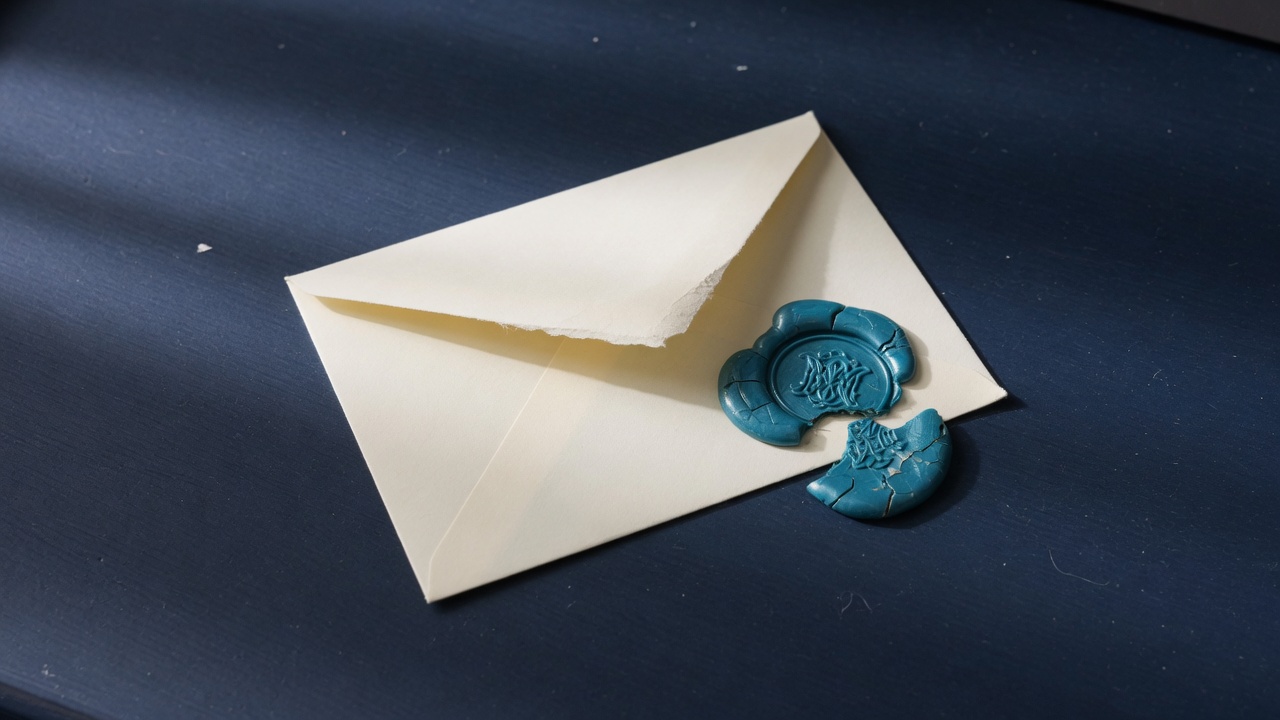 Cream stationery and a teal accent on a dark navy desk
