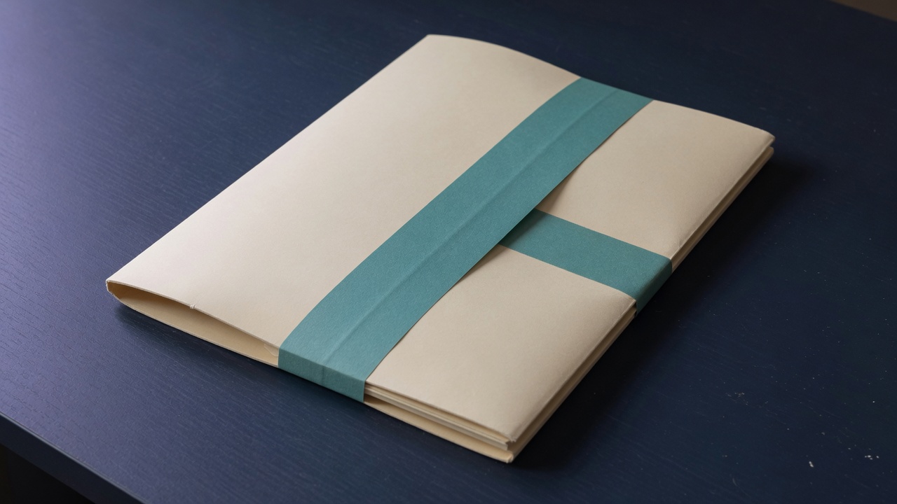Cream stationery and a teal accent on a dark navy desk