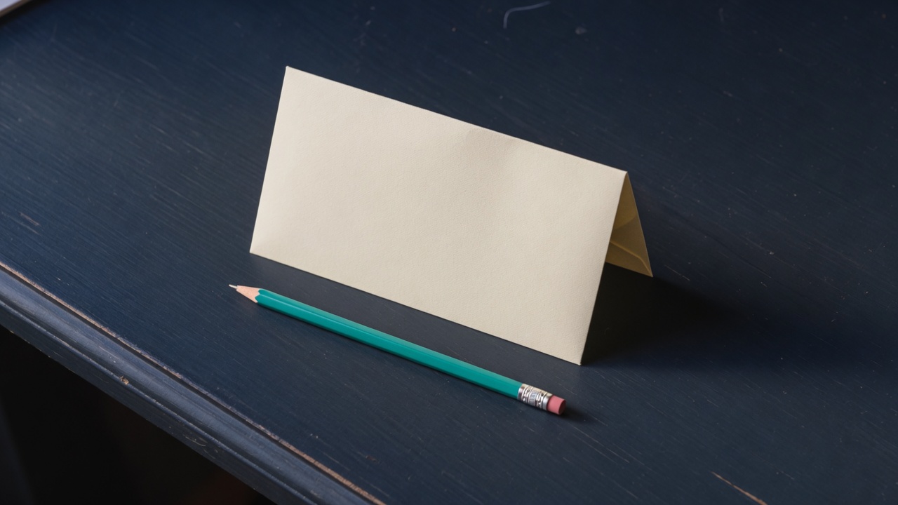 Cream stationery and a teal accent on a dark navy desk