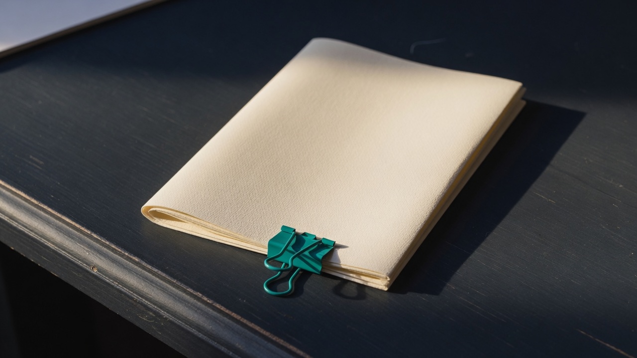 Cream stationery and a teal accent on a dark navy desk
