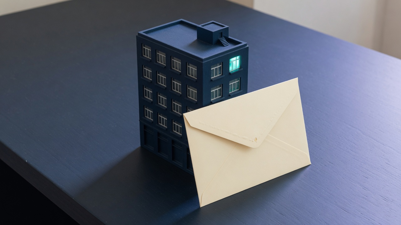 Cream stationery and a teal accent on a dark navy desk